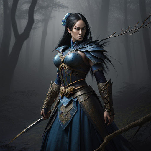 Epic Dark Fantasy Warrior in Majestic Forest