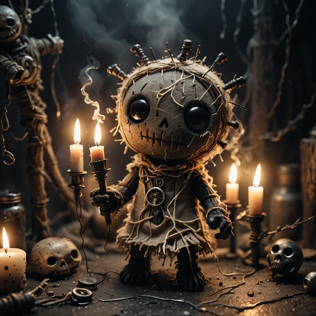Chibi Voodoo Doll in Detailed 3D Diorama
