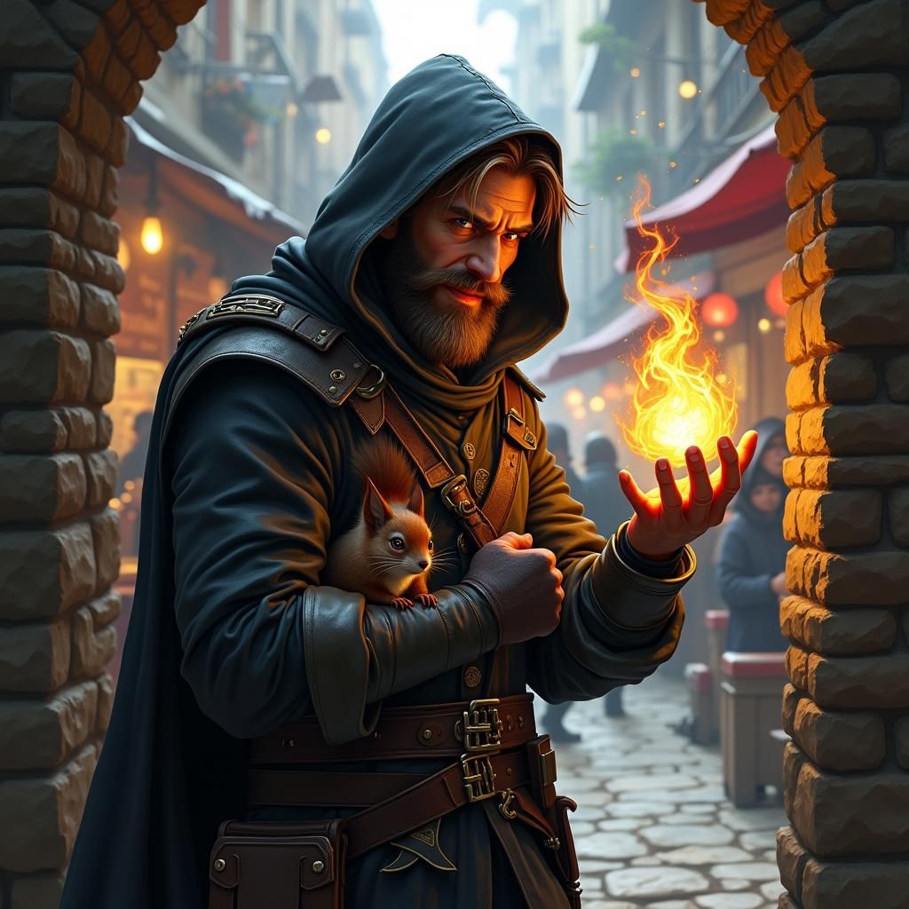 D&D Firebug Arcane Trickster and his pet squirrel