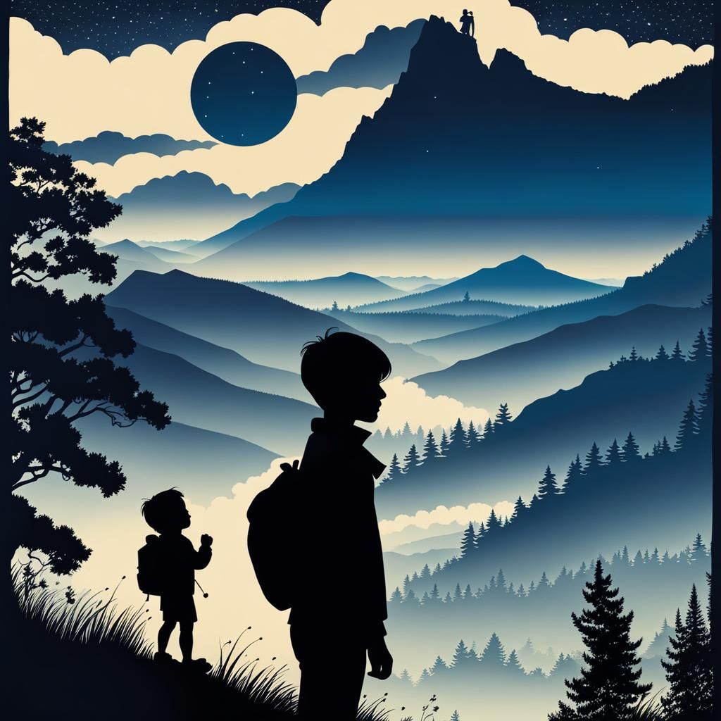 Silhouetted Climbers Under a Starry Night Sky