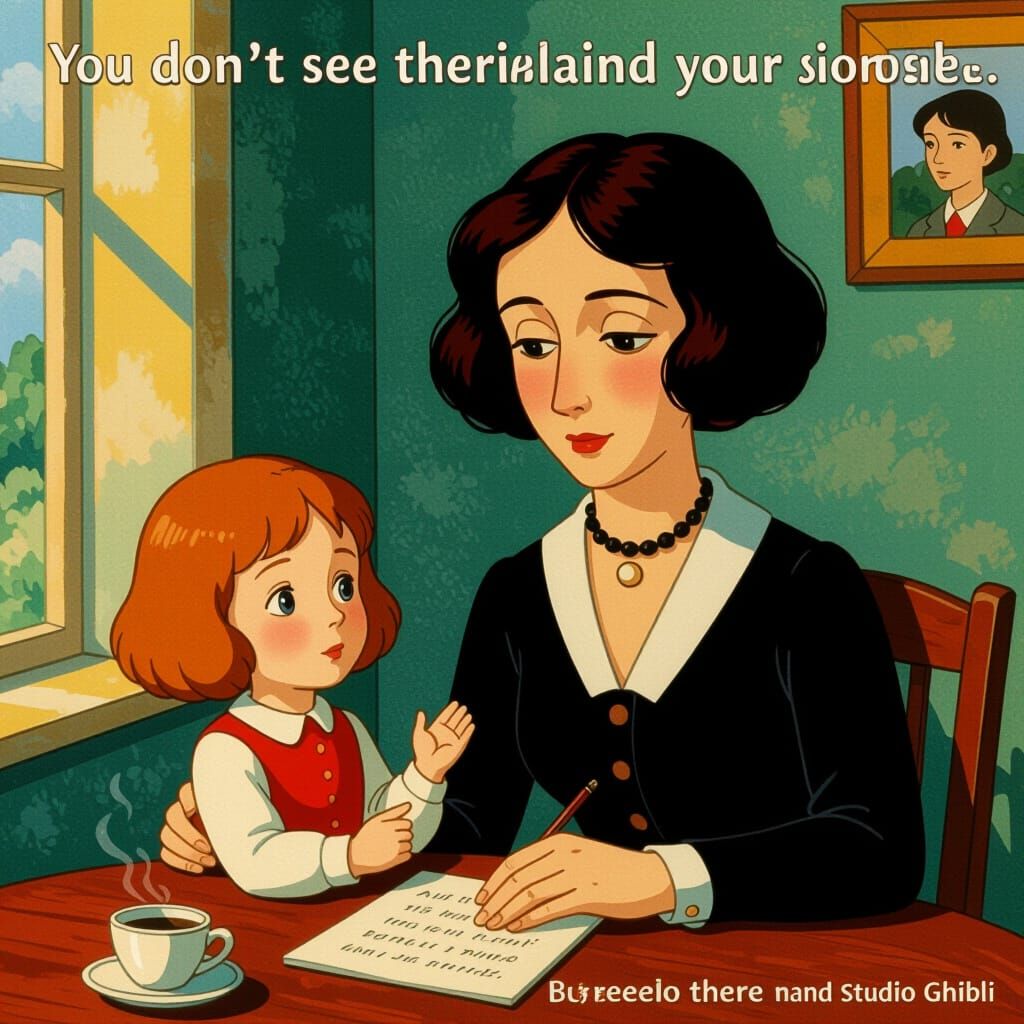 Abstract Portrait Inspired by Modigliani and Ghibli