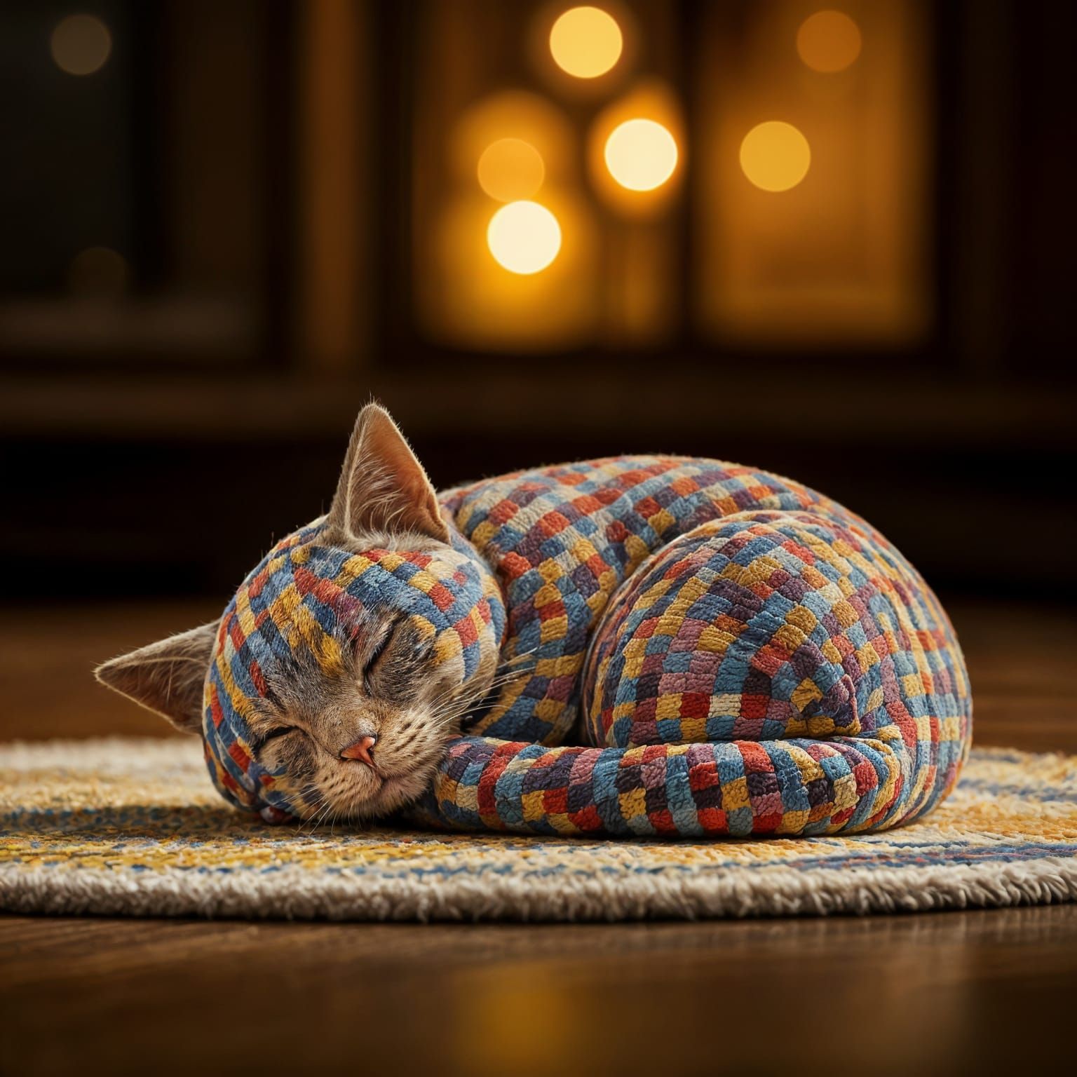 Whimsical Gingham Feline Slumbers