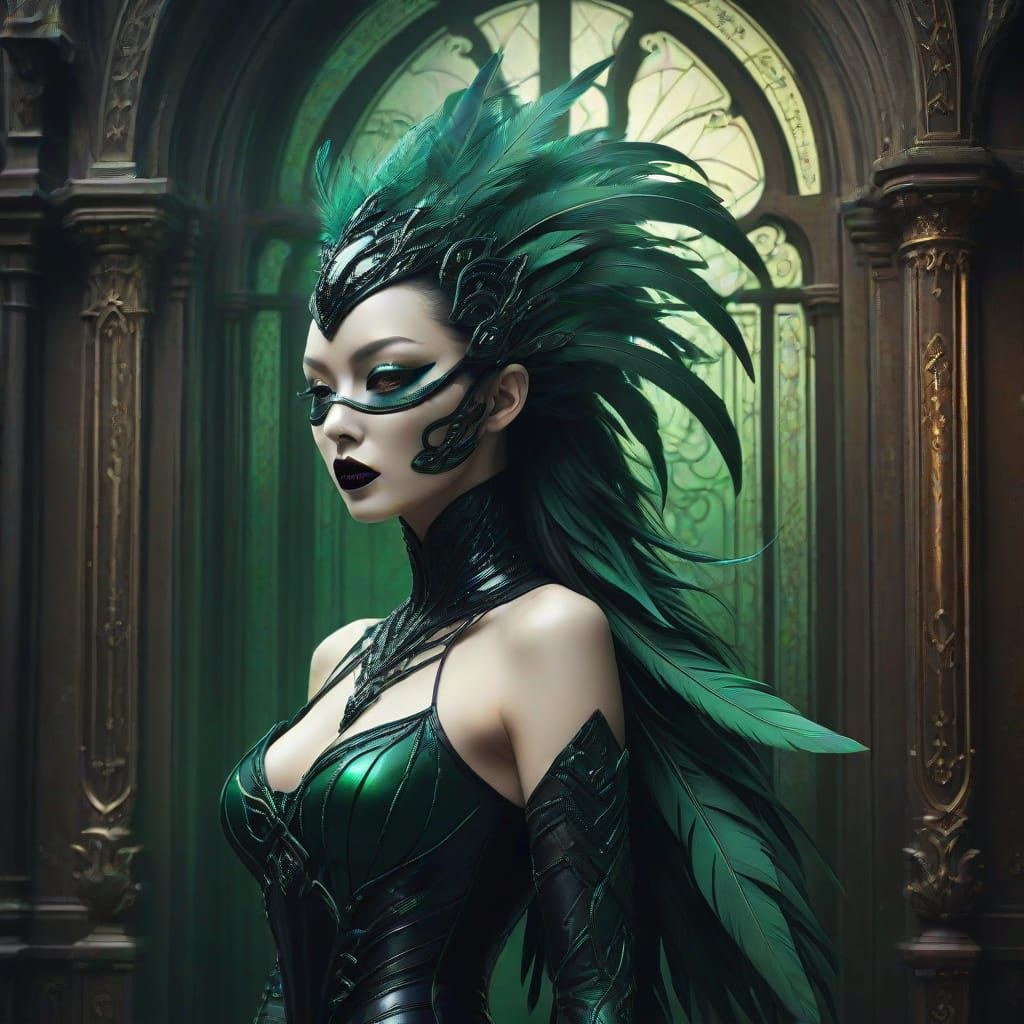 Gothic Symbiote Maiden in Neon Green