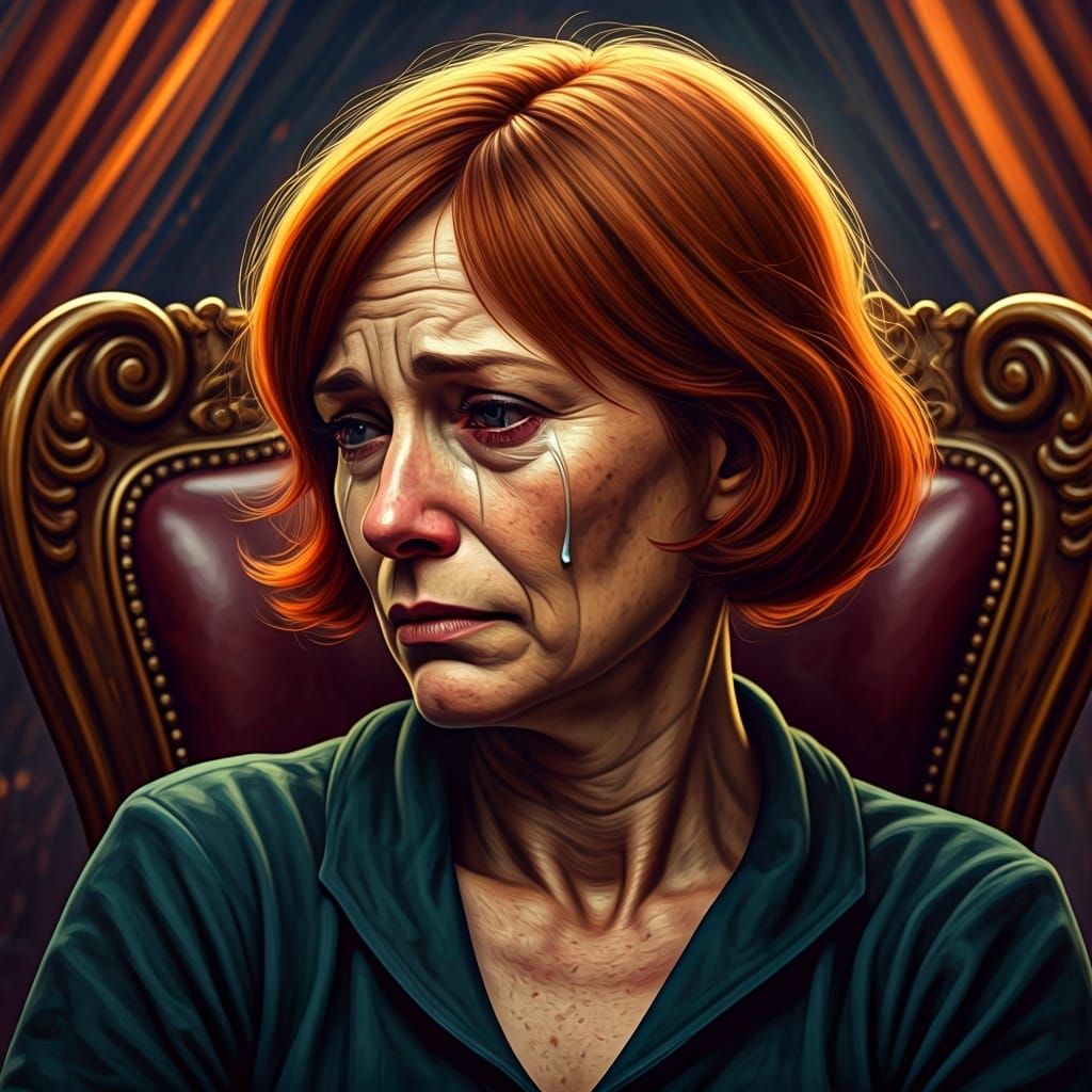 Grief-Stricken Woman in Ominous Digital Art