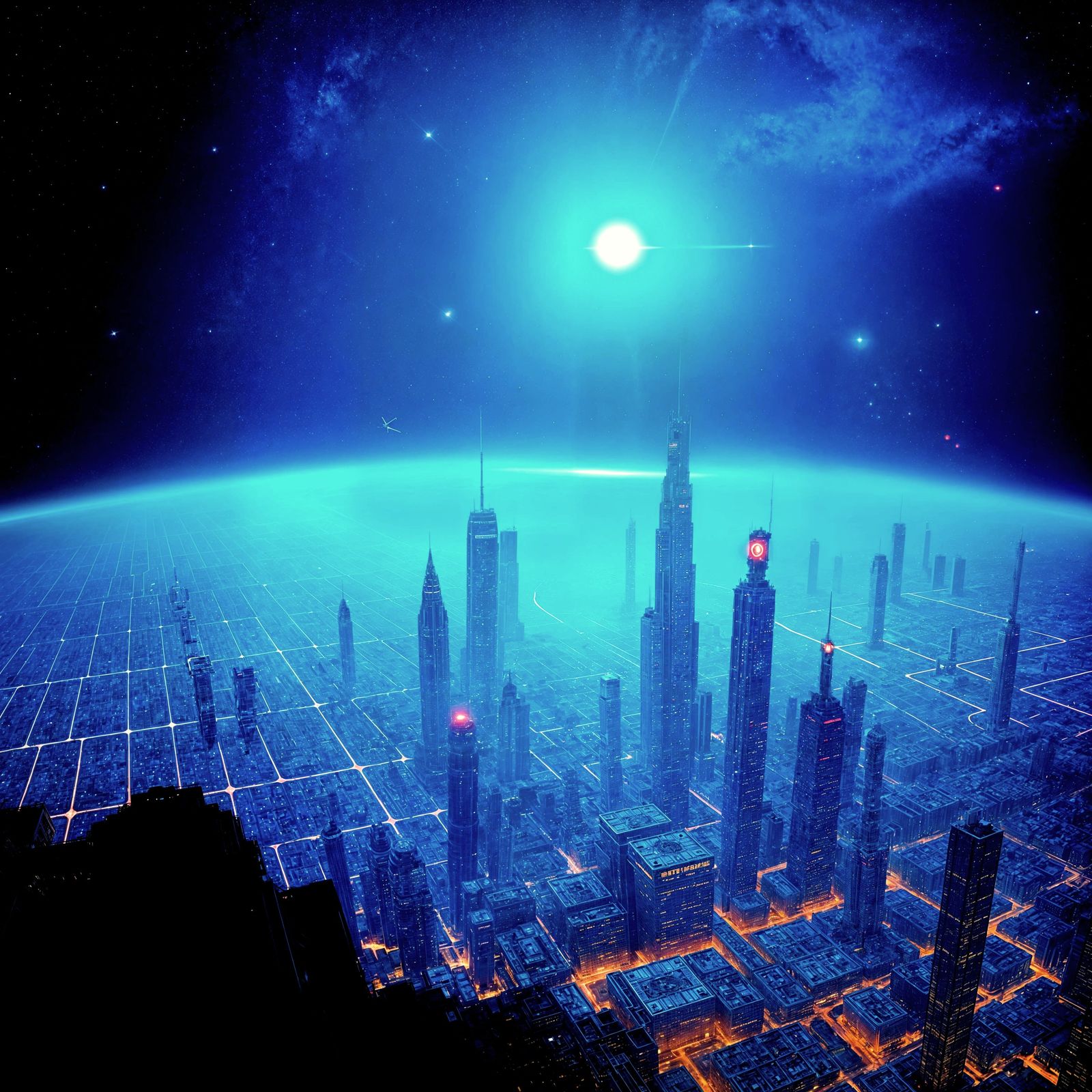 Massive Space Station City Bathed in Dual Starlight