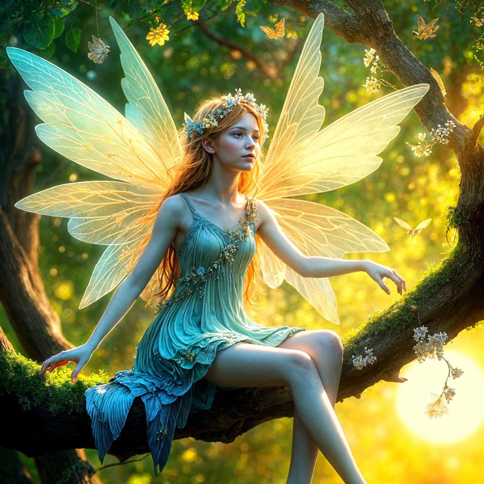 Enchanted Fairy in Vibrant Summer Wonderland