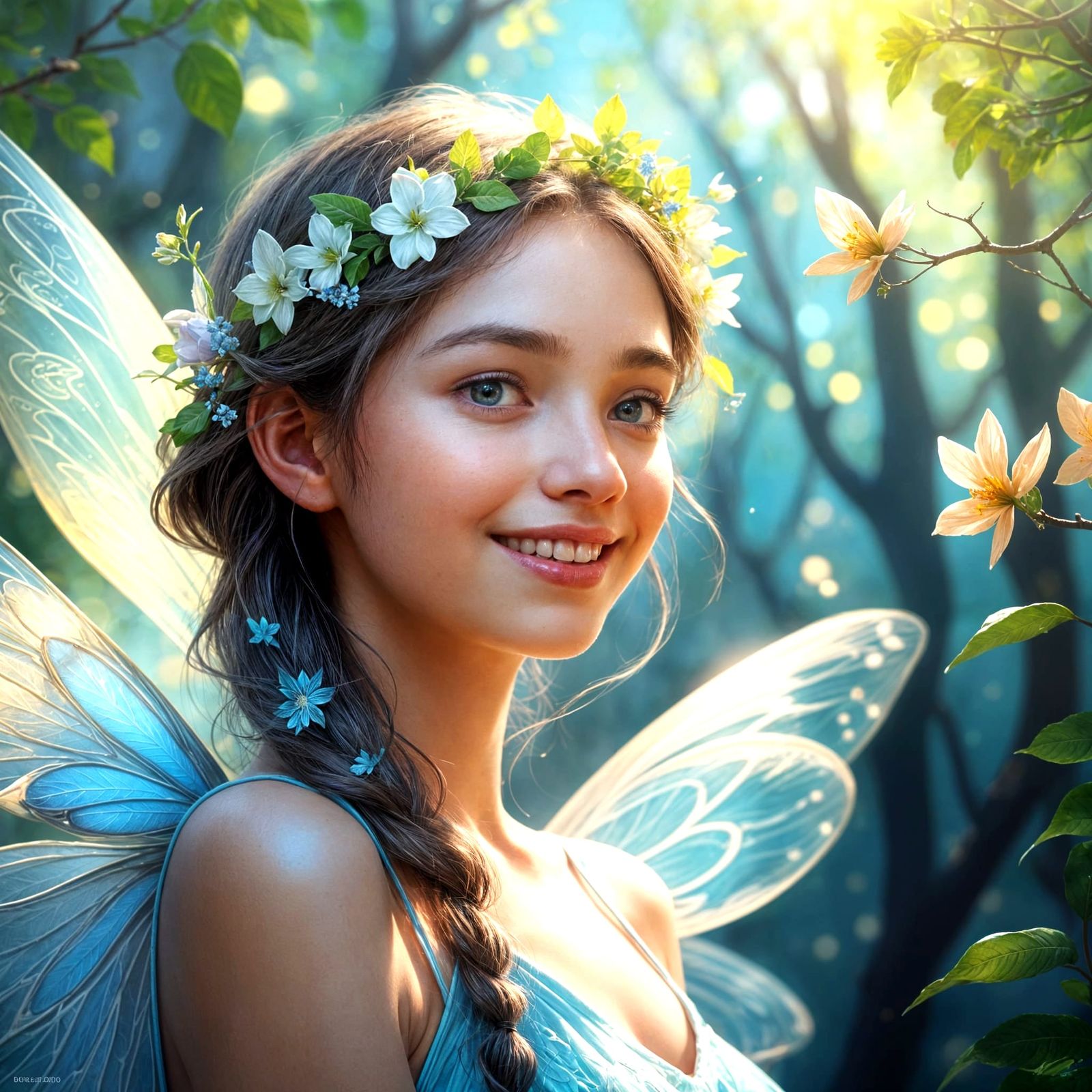 Vibrant Spring Fairy in a Summer Wonderland Scene