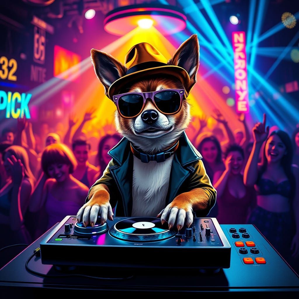 Canine DJ Spins Hot Tracks at Neon Nightclub