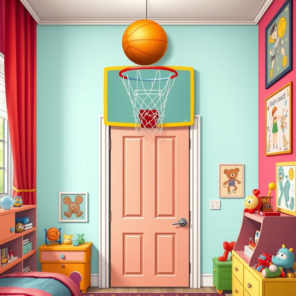 Basketball Hoop in Colorful Child's Room
