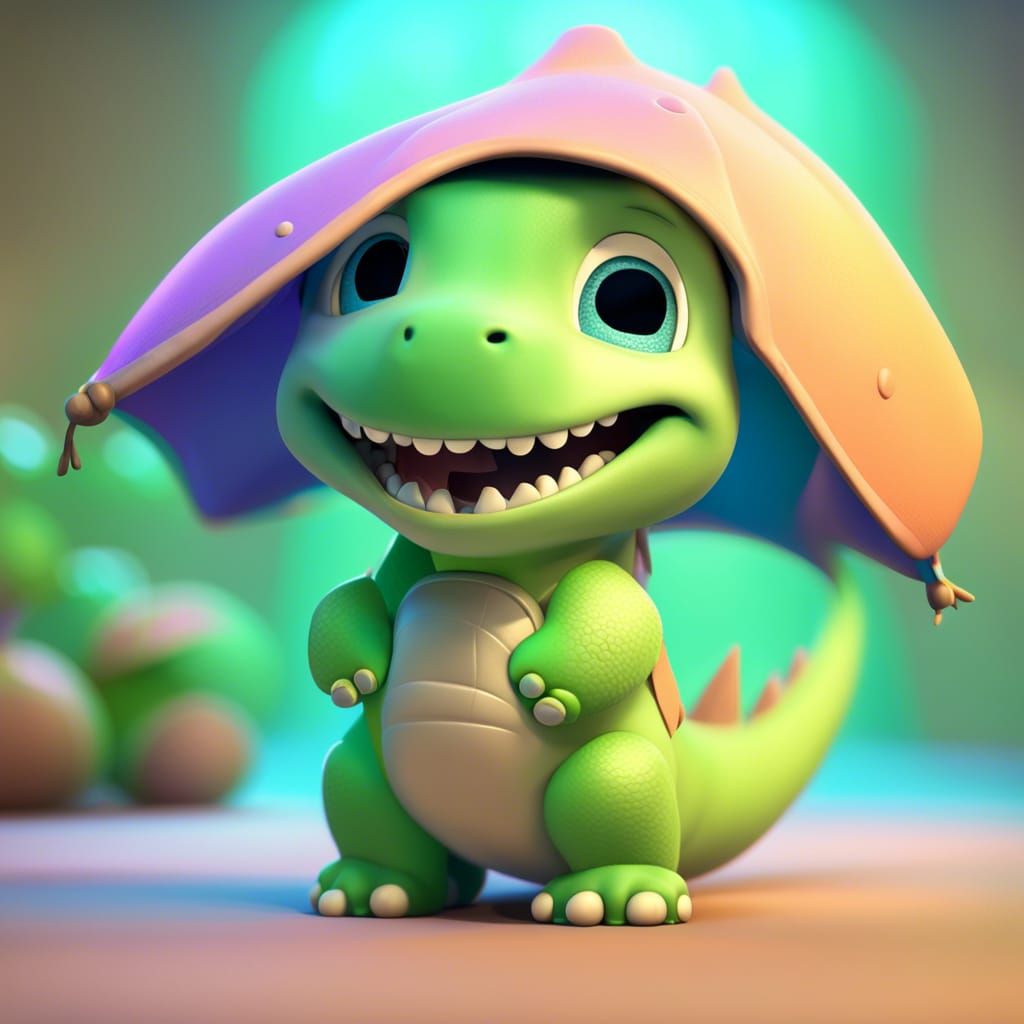 Labrador Puppy in Dinosaur Costume, 3D Digital Art