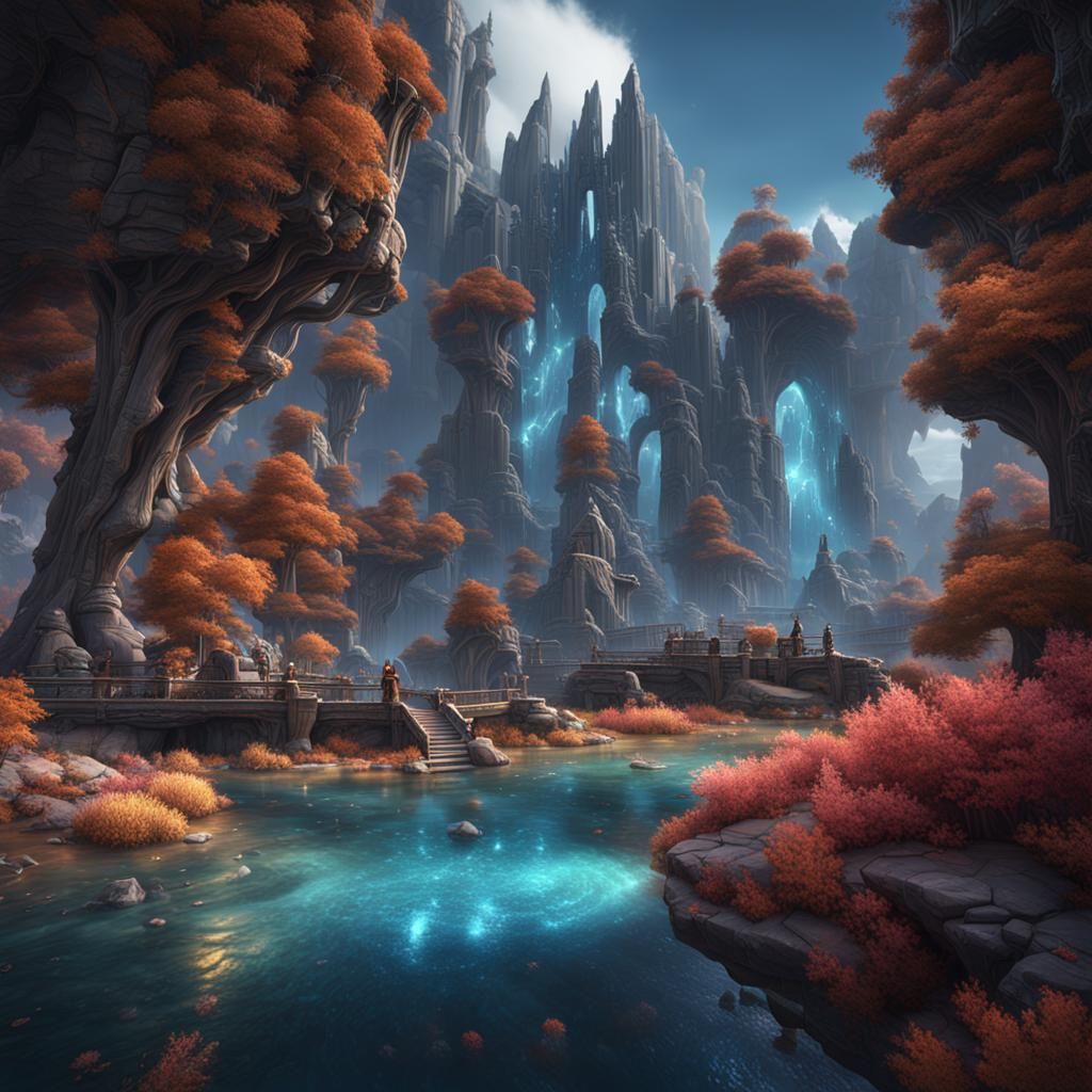 Fantastical Lakeside House in Detailed Matte Painting