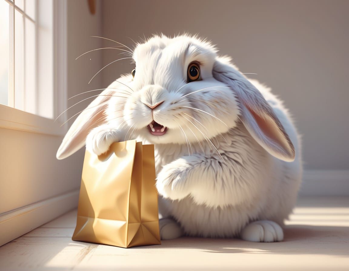Rabbit Eating Food: Whimsical Digital Art