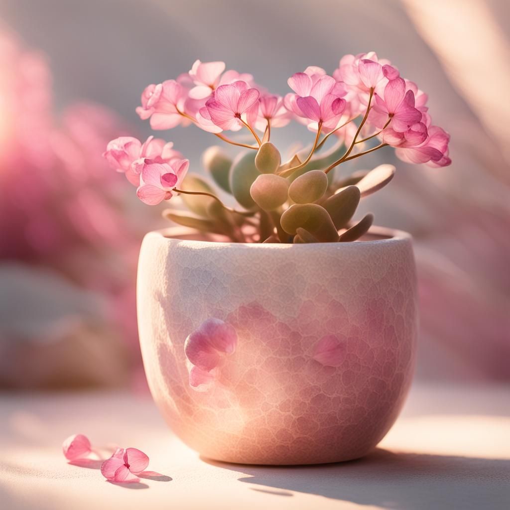 Pink Tourmaline Plant in Gemstone Art Style