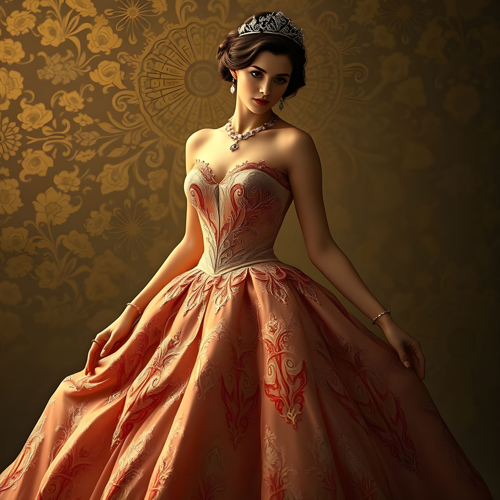 Glamorous Princess in Elegant Hollywood Style