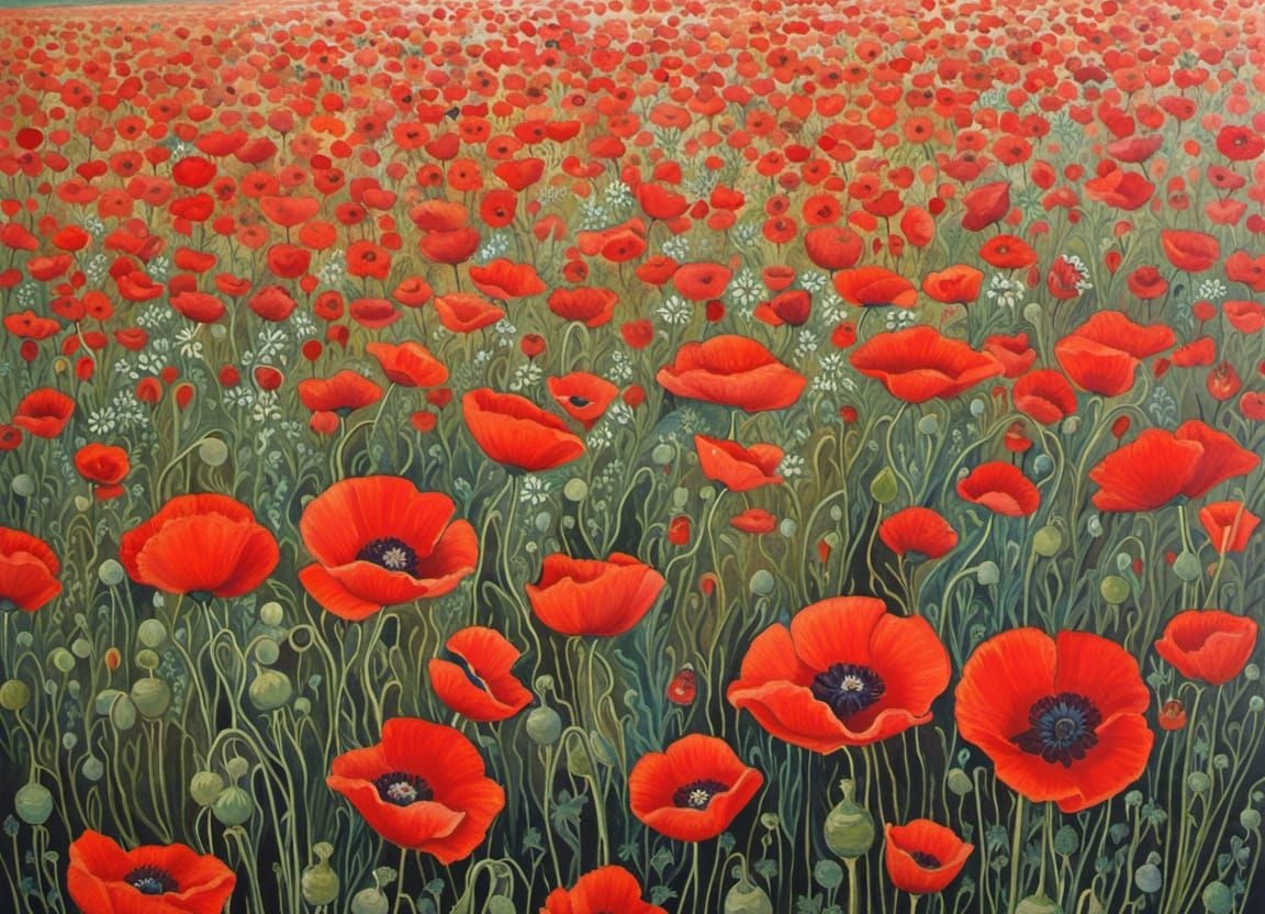 Serene Poppy Field Shadow Art