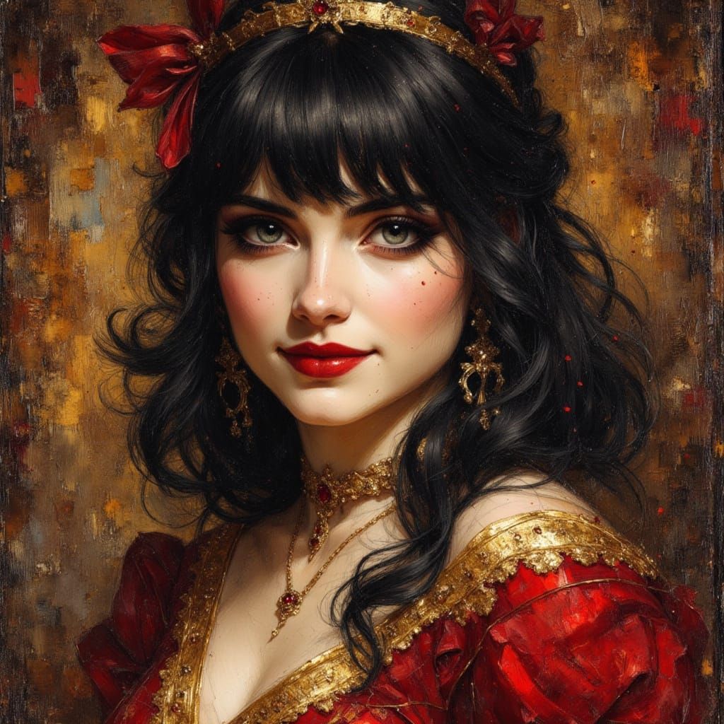 Punk Queen Portrait in Rococo Cinematic Style