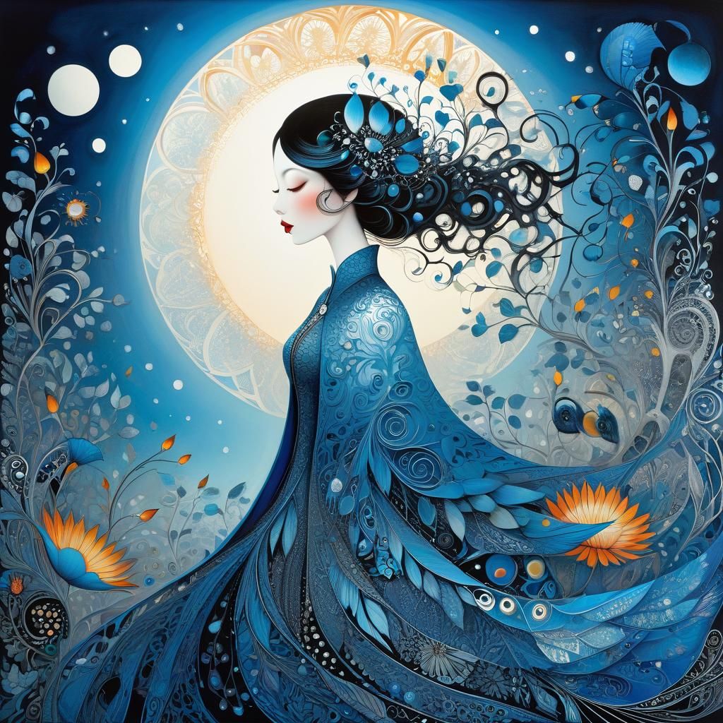 Iridescent Fantasy Landscape in Gouache Style