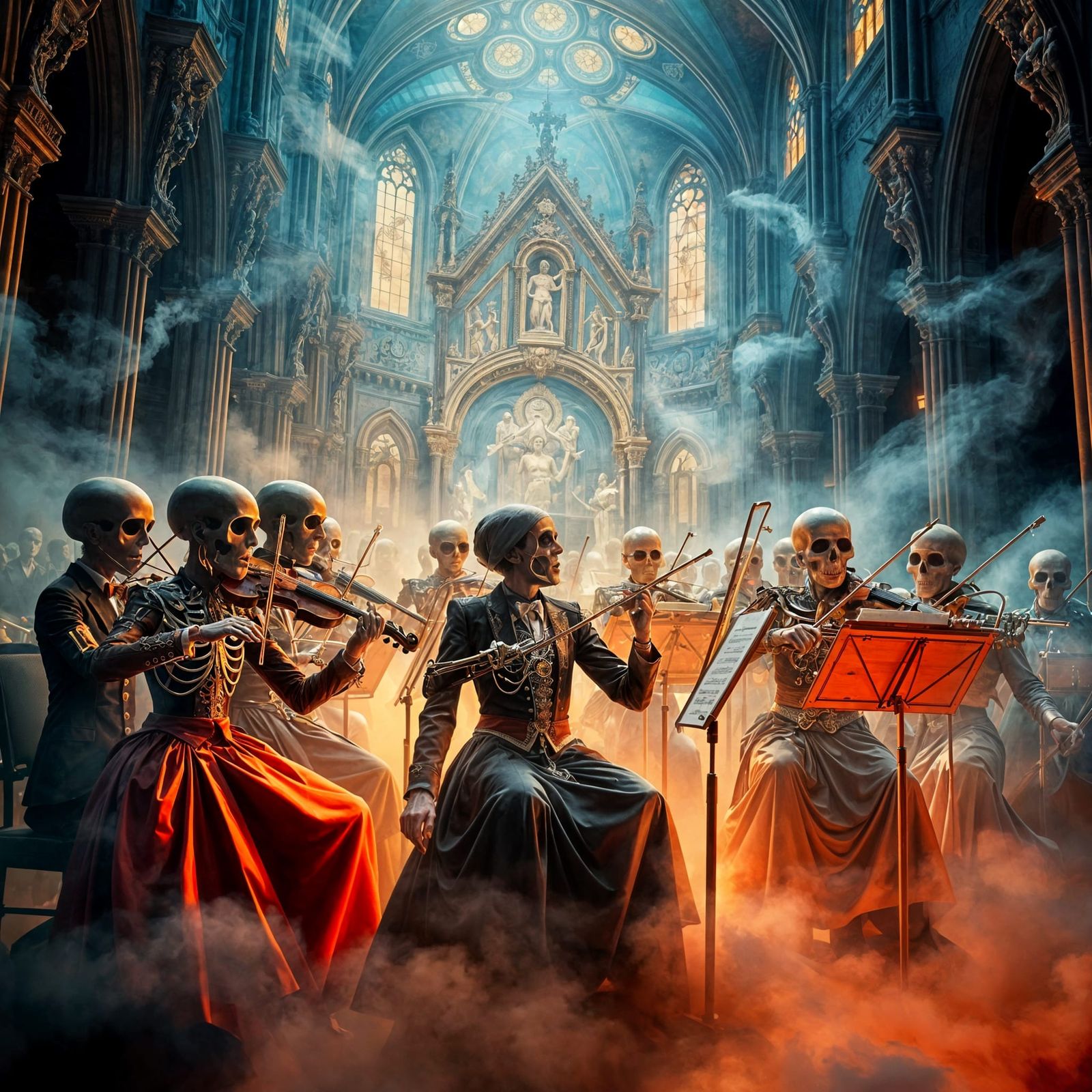 Ethereal Skeletons Perform in Baroque-Inspired Cathedral