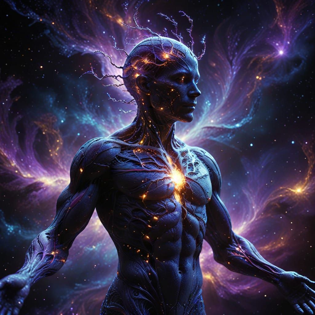 Godlike Being Manifests Galaxies in Cosmic Birth