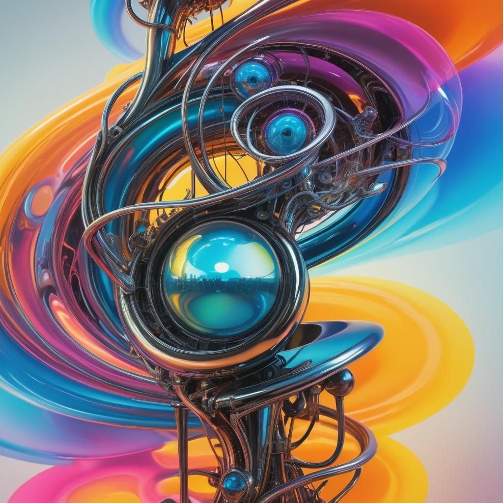 Futuristic Surreal Machine with Iridescent Colors