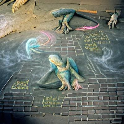 Lizard People in Chalk Art Style