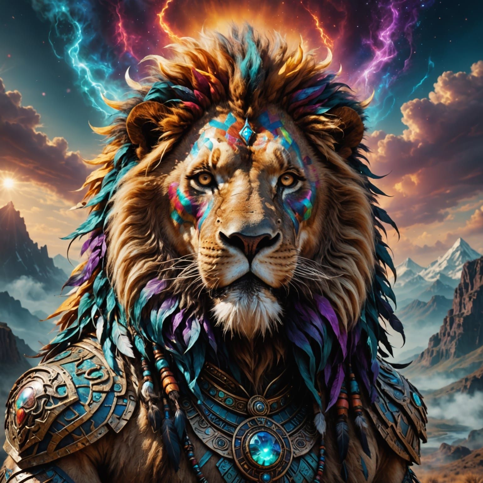 Lion-Headed Shaman Radiating Magical Aura