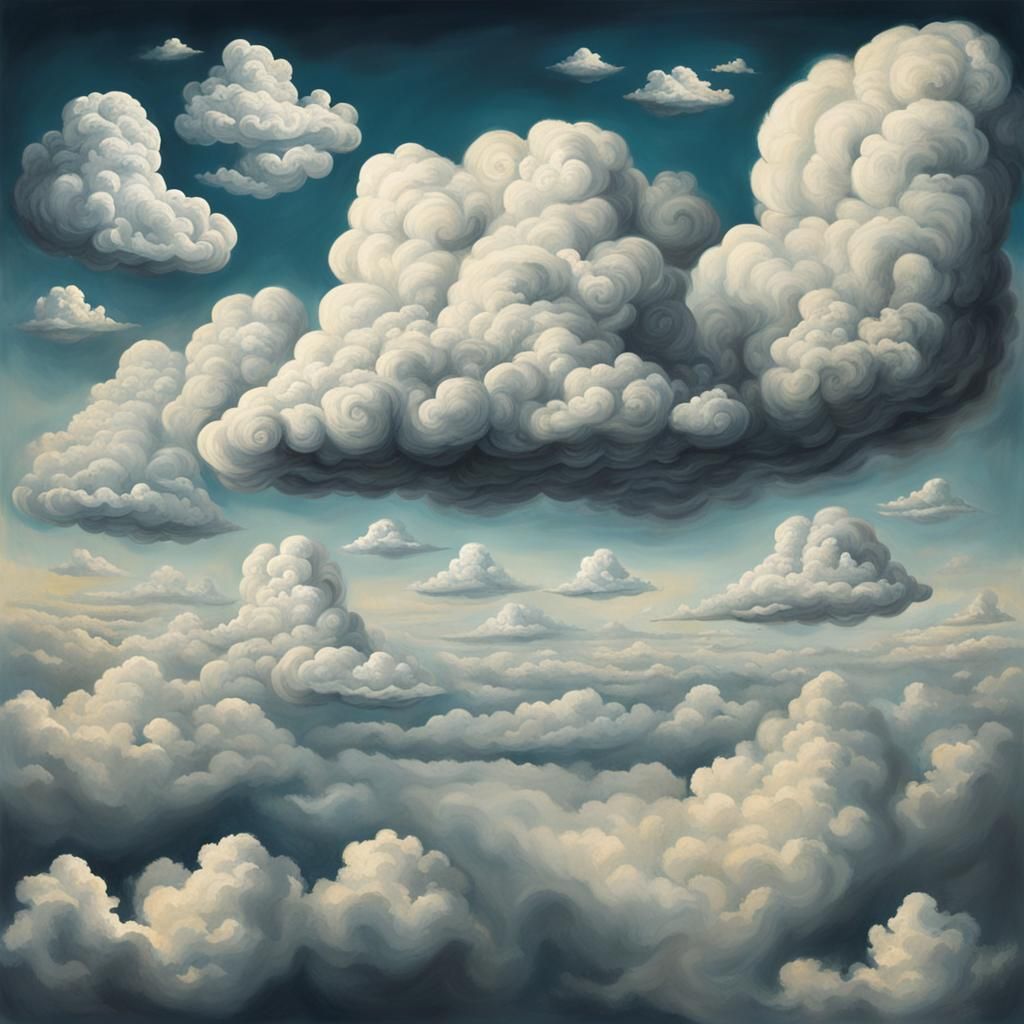 Anthropomorphic Clouds in Surreal Style