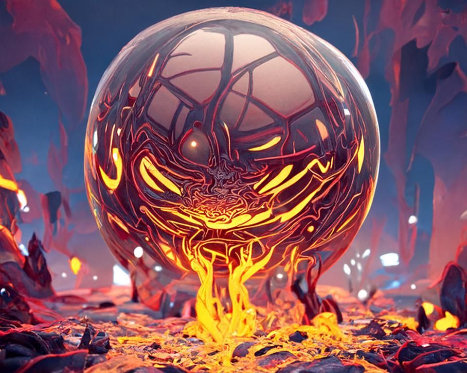 Demonic Chaos Orb in Egyptian Art Style