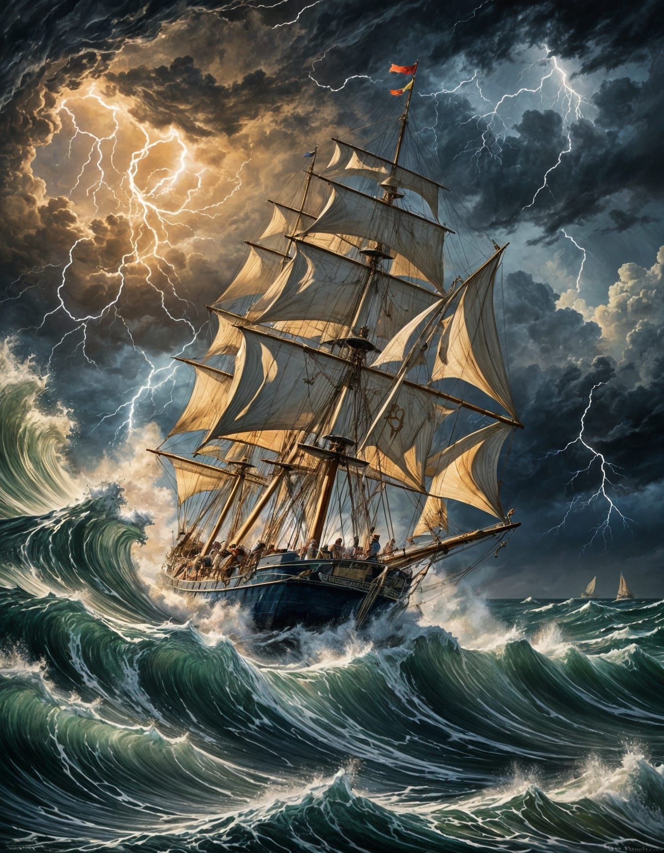 Sailboat Battles A Storm