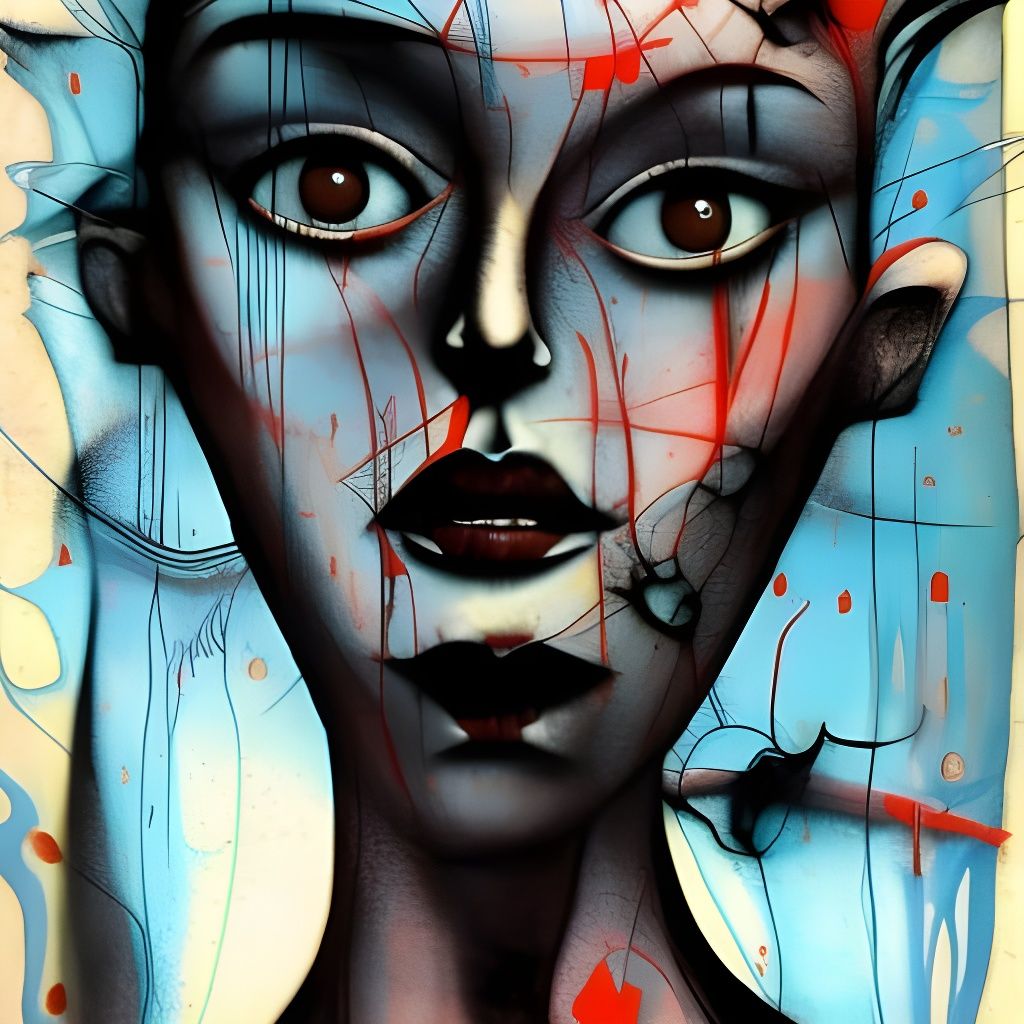 Claymation Woman's Face with Ink Drips