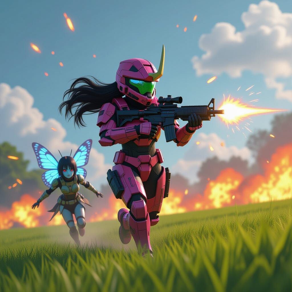 Nezuko Spartan Combat in Halo Universe