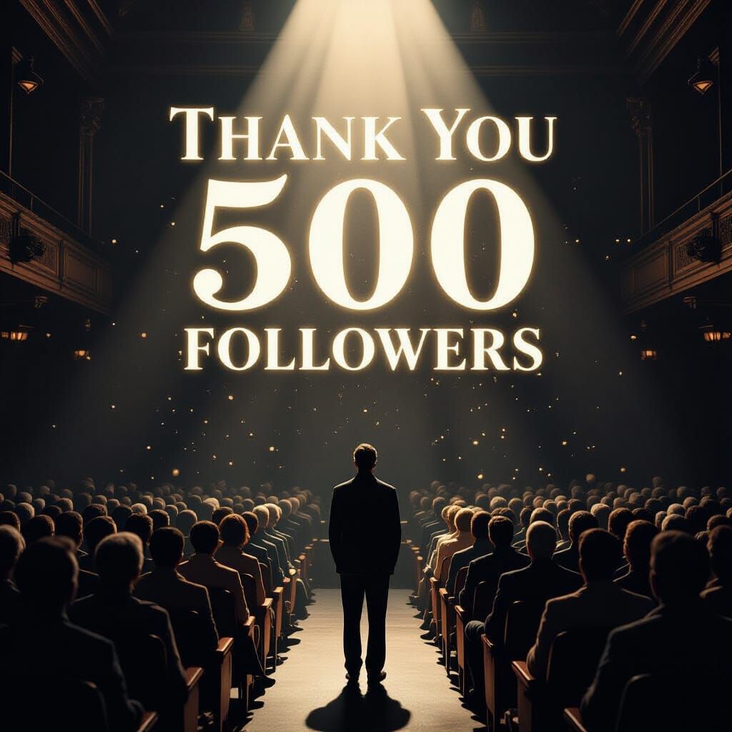 Cinematic Auditorium Scene: Thank You 500 Followers