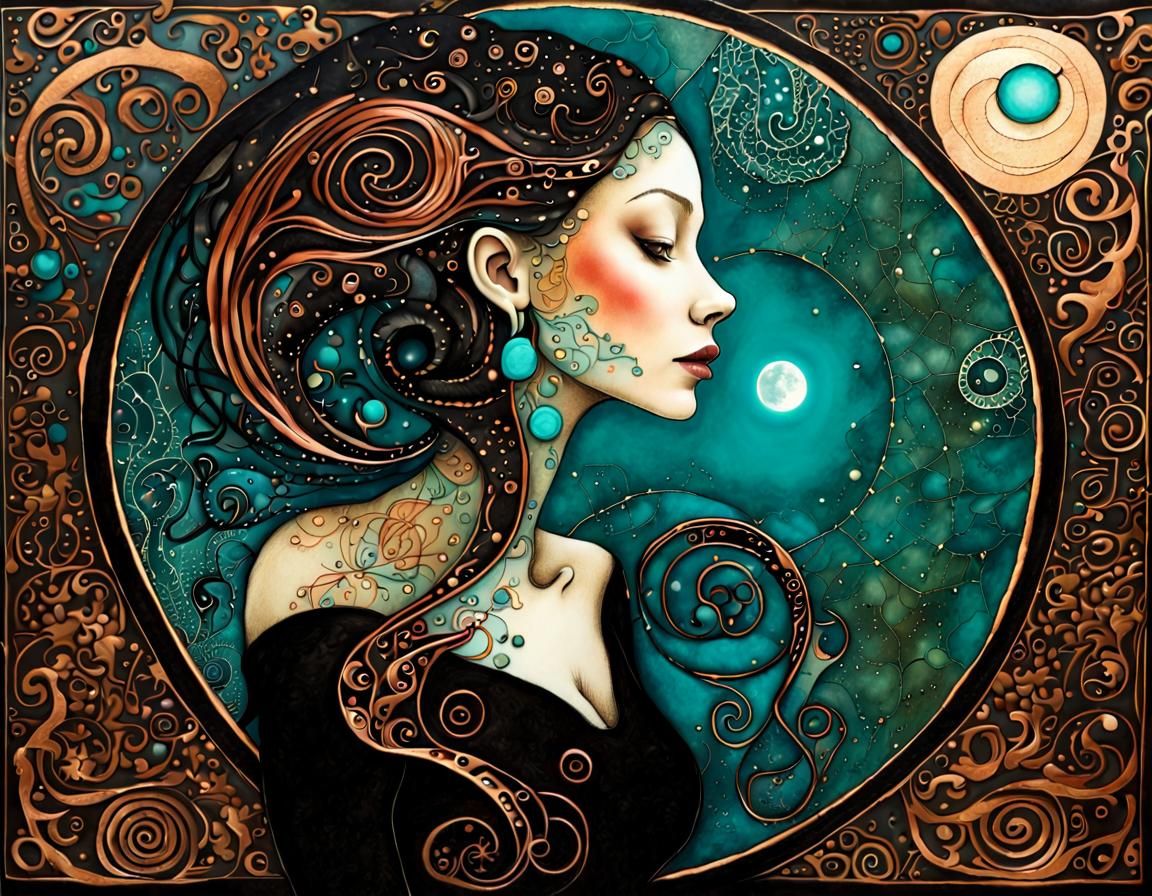 Intricate Portrait of Woman in Textile Art Style