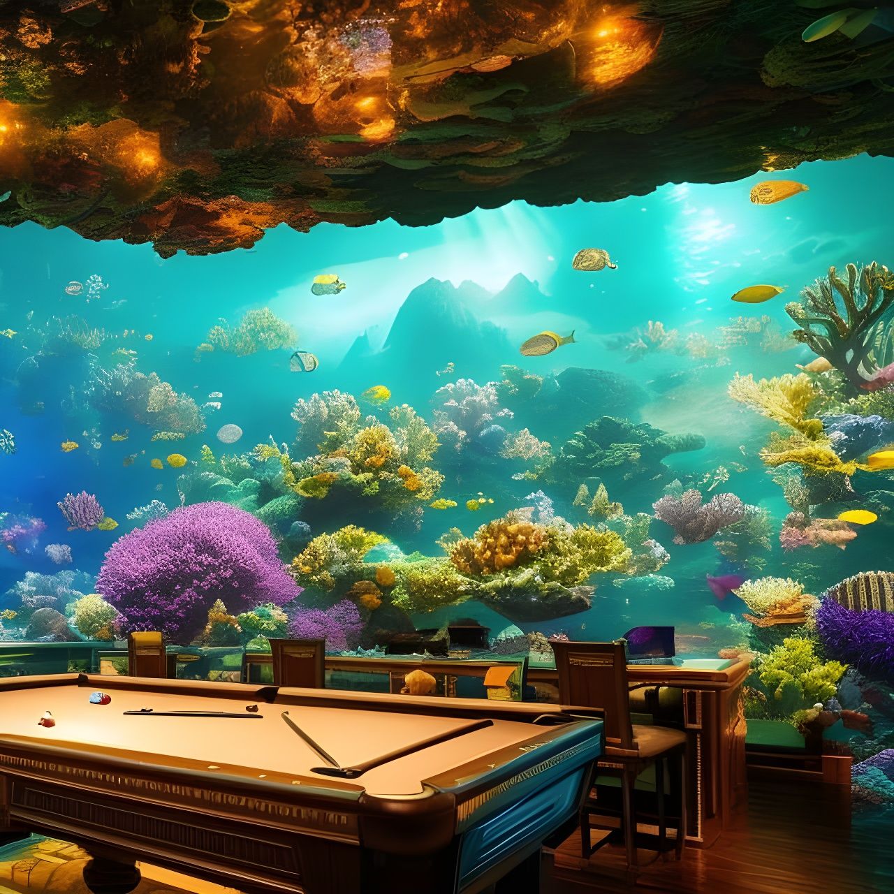 Magical Underwater Game Room: Digital Matte Painting
