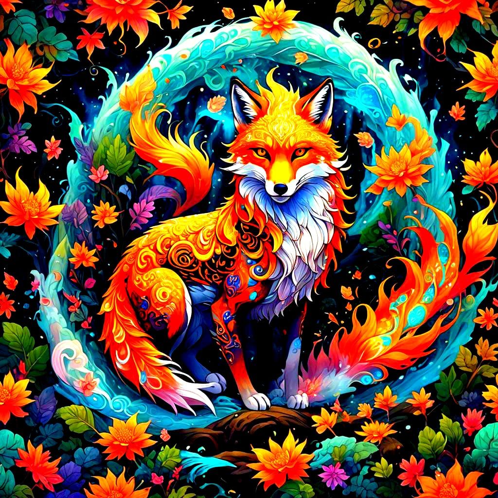 Two-Headed Nine-Tailed Fox Fantasy Concept Art