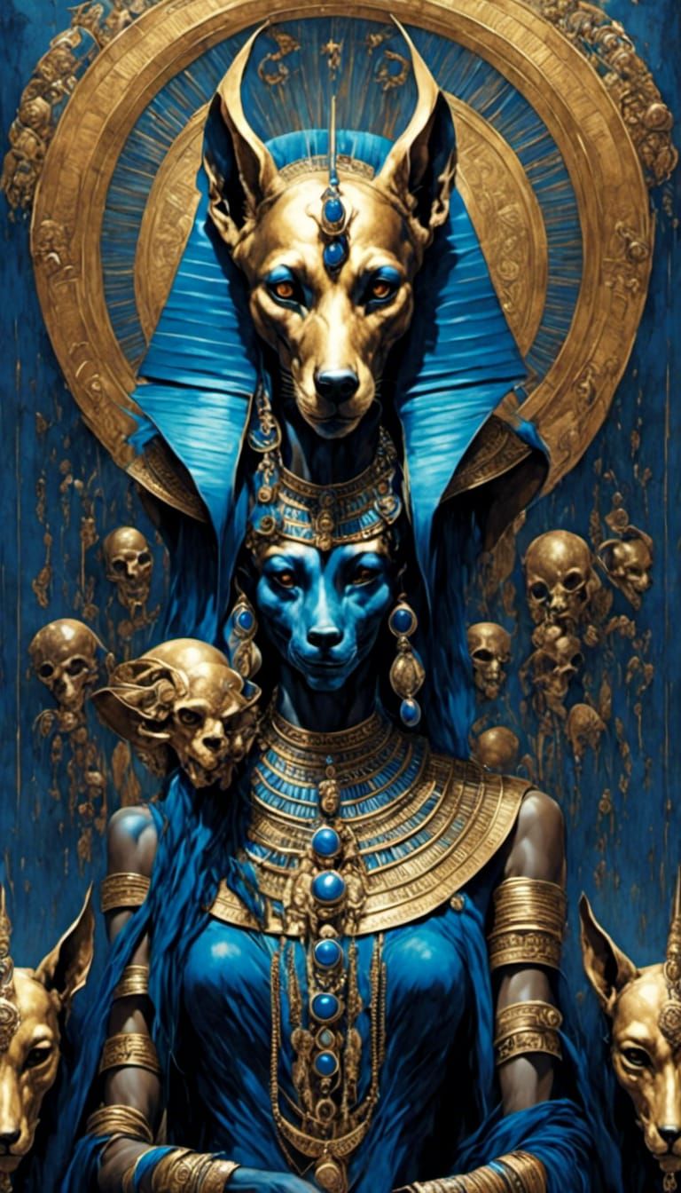 Skulls in Ancient Egyptian Anubis Setting