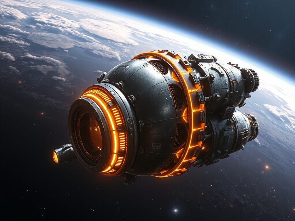 Futuristic Starship Soaring Through Space Nebula as 3D Art