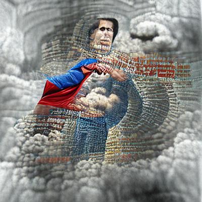 Surreal God as Superman Fonzie Collage