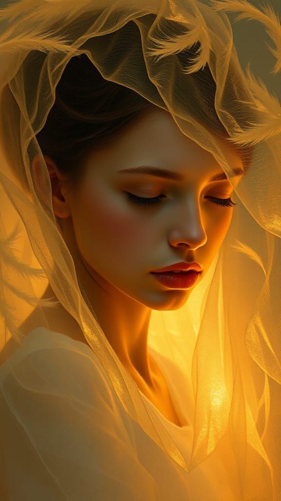 Woman in Contemplative Warmth with Textured Details