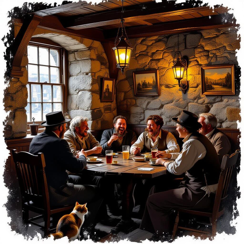 1890s London Tavern Scene: Working Class Camaraderie in Pain...