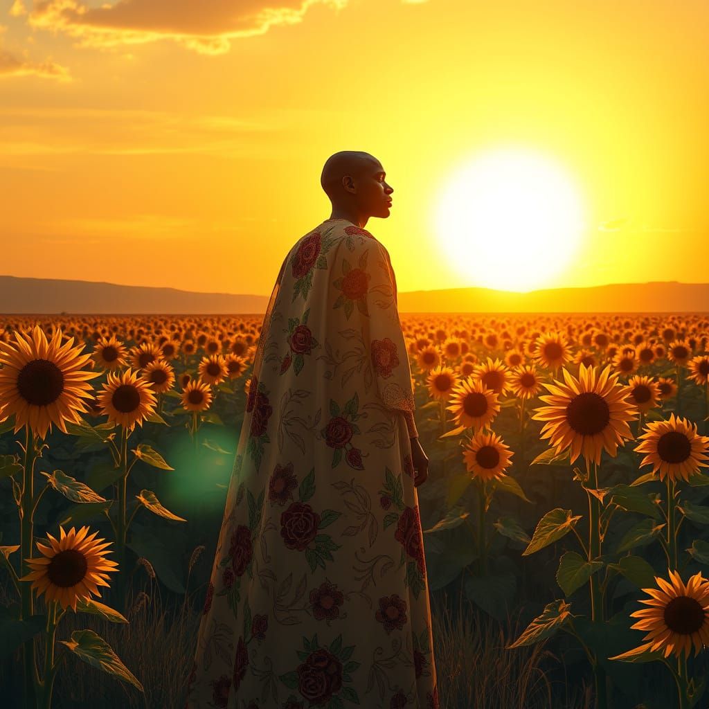 Heroic Leader in Alien Sunflower Field