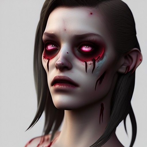 Ultrarealistic Zombie Woman in Unreal Engine Style