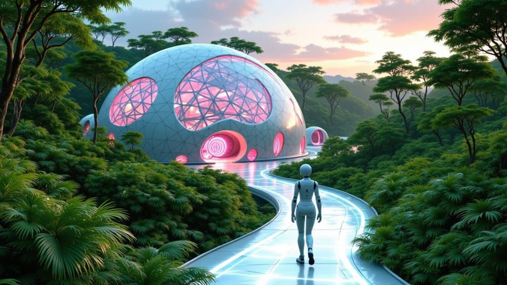 Geodesic Dome Science Center in Tropical Forest