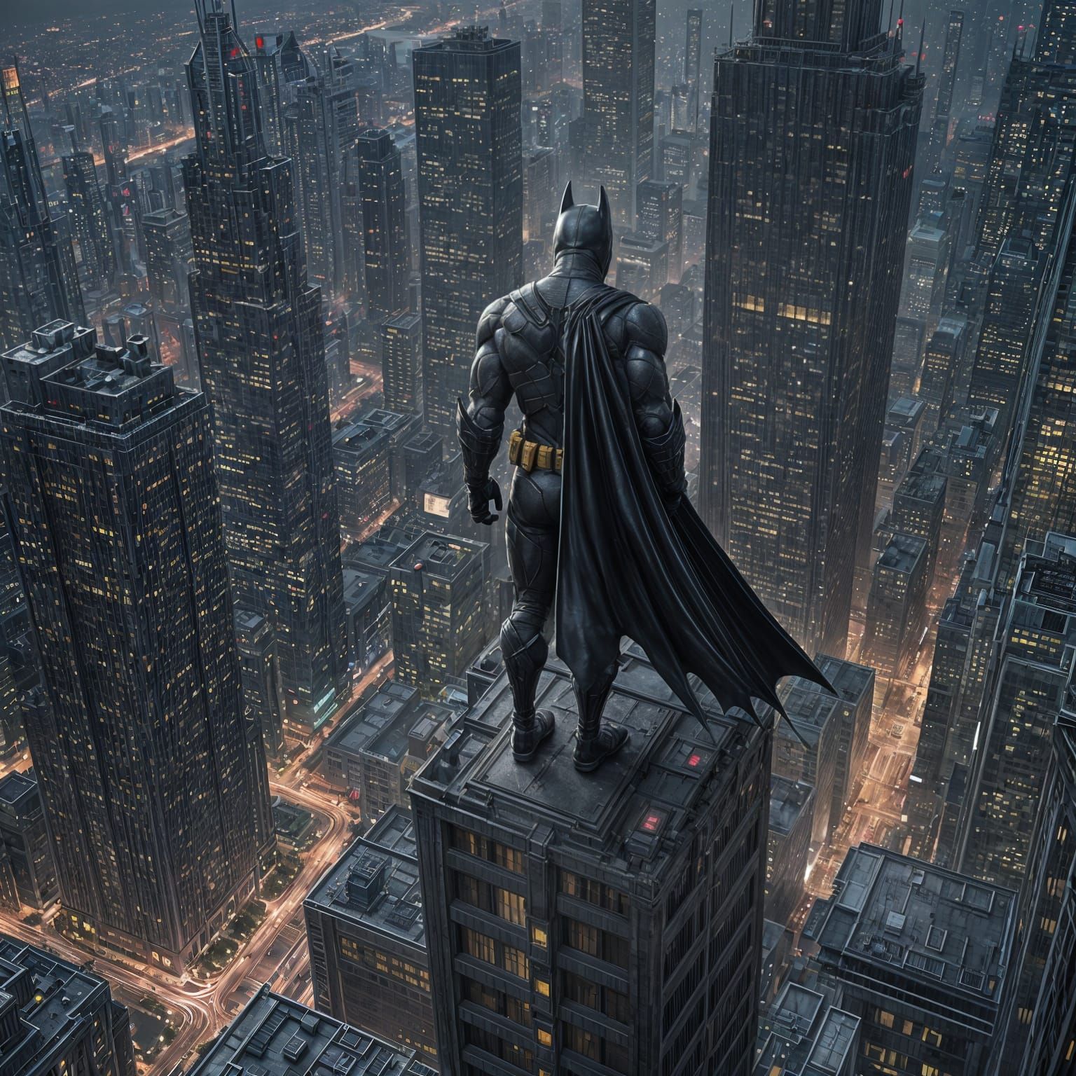 Menacing Batman Oversees Gotham in 3D Anime Art