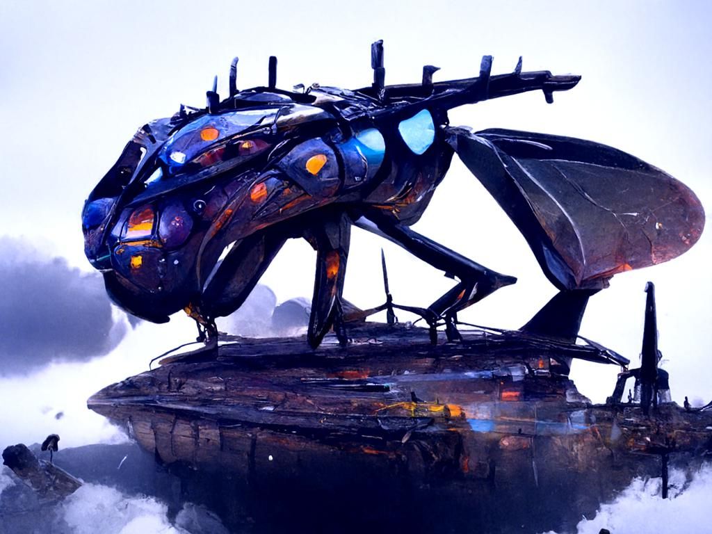 Insect-Shaped Spaceship Construction, Digital Art
