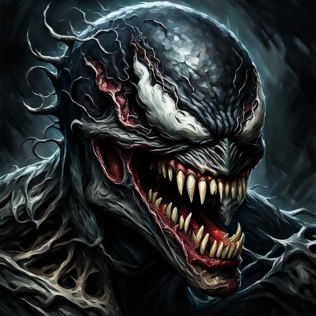 Grotesque Decaying Face in Impressionist Style