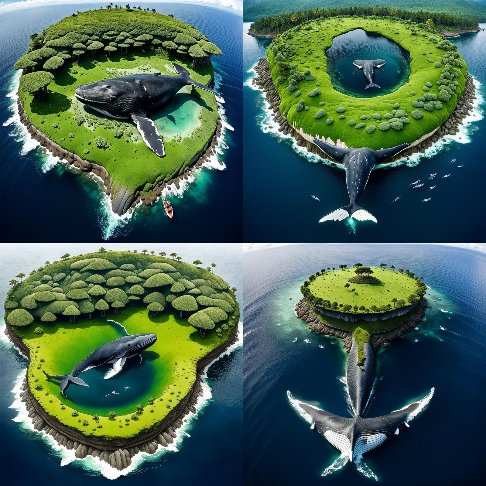 Colossal Whale Island in Indian Ocean: 3D Digital Art
