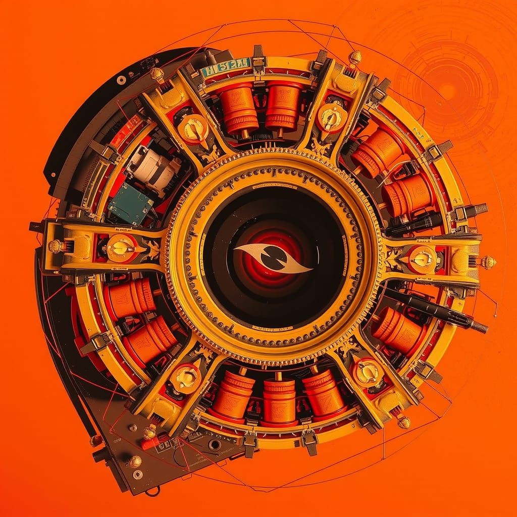 Dynamic Fusion Layered Technology Abstract Art