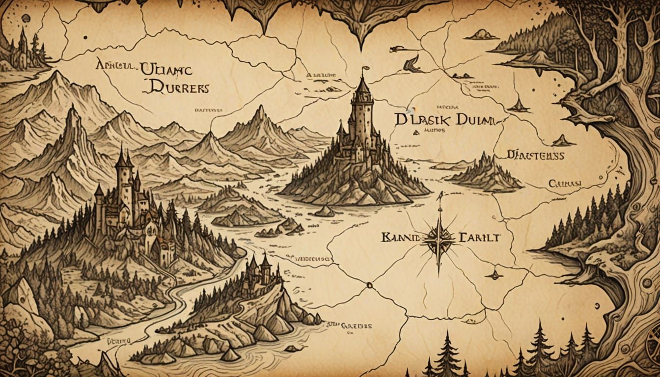 Ancient Fantasy Map in Earthy Tones