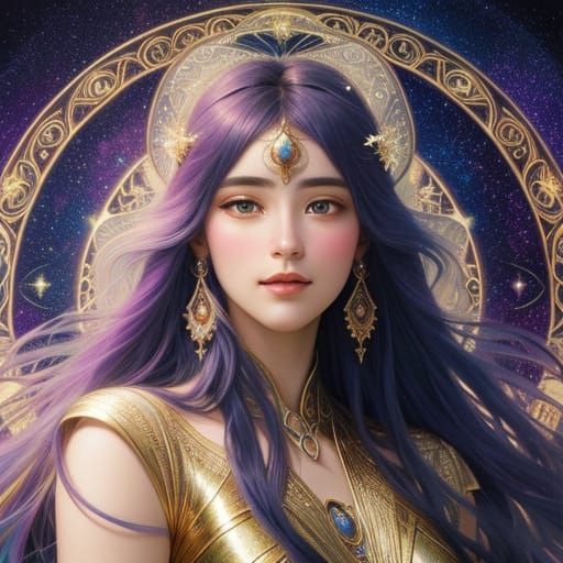 Celestial Woman in Art Nouveau Style